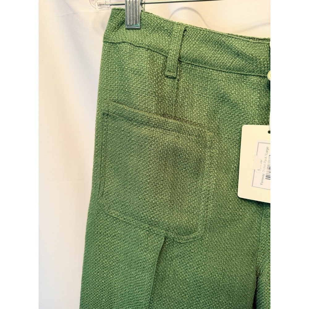 NWT Entro Women's Large Tweed Front Pocket Wide Leg Pant Bright Green 28" Inseam - Picture 2 of 13